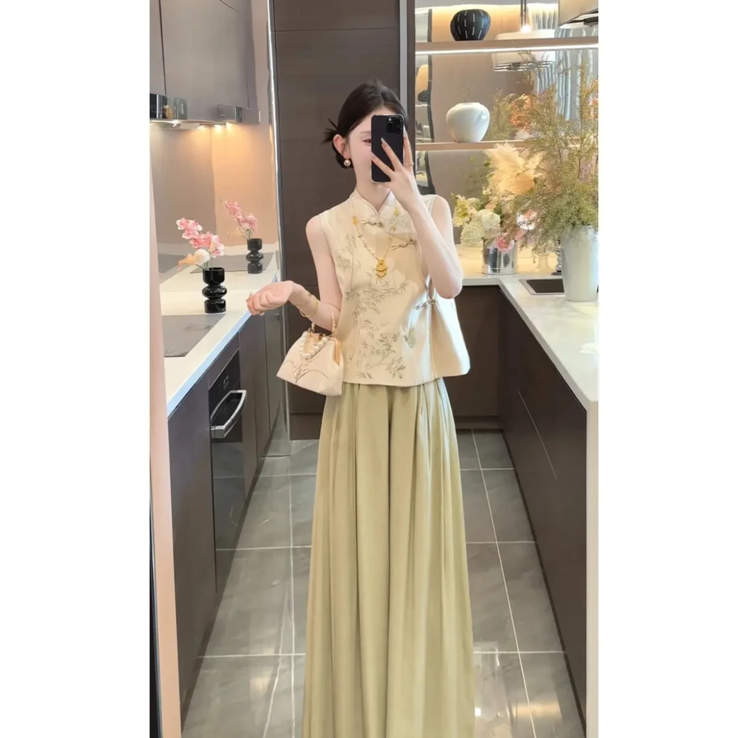 周粥女装铭顺-【看竹】新款夏季竹子刺绣斜门襟立领上衣JJX5SY2930