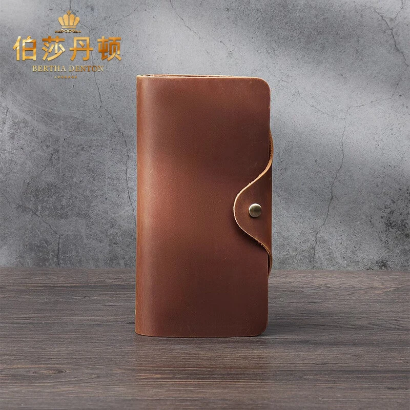伯莎丹顿真皮男士钱包长款头层牛皮多卡位钱夹卡包大容量手拿包男