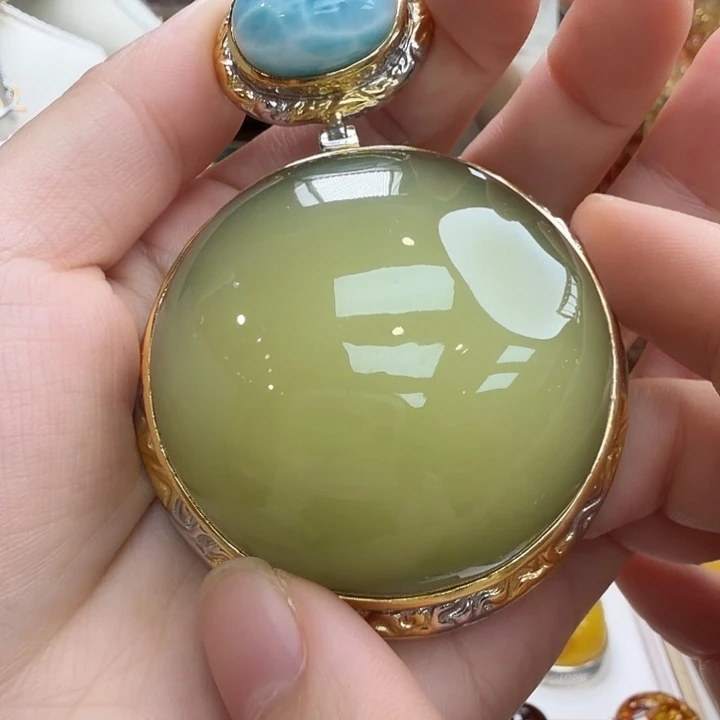 琥珀银S925镶嵌珠宝奇石