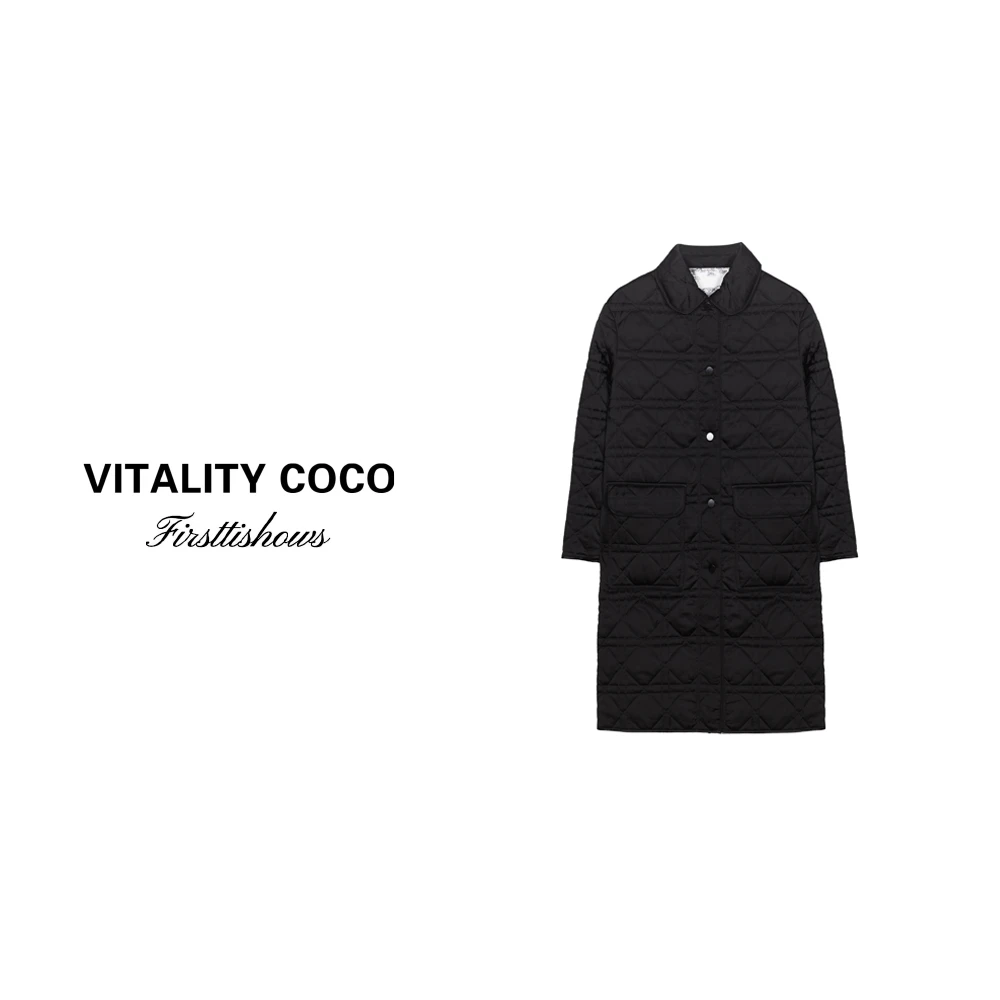 「VITALITY COCO」【丛林系列2.0】缎面领包边对格压线棉服-760