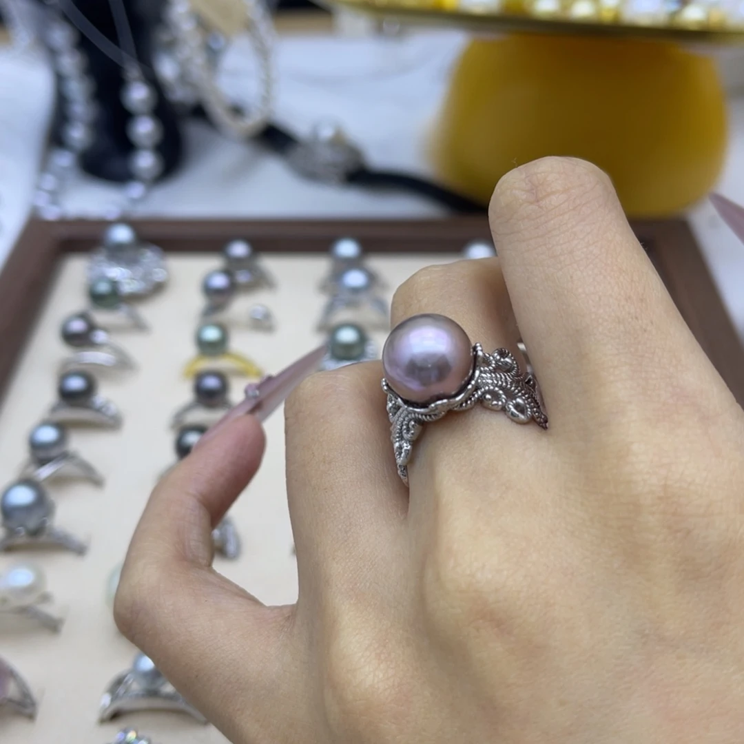 银S925镶嵌淡水珍珠戒指