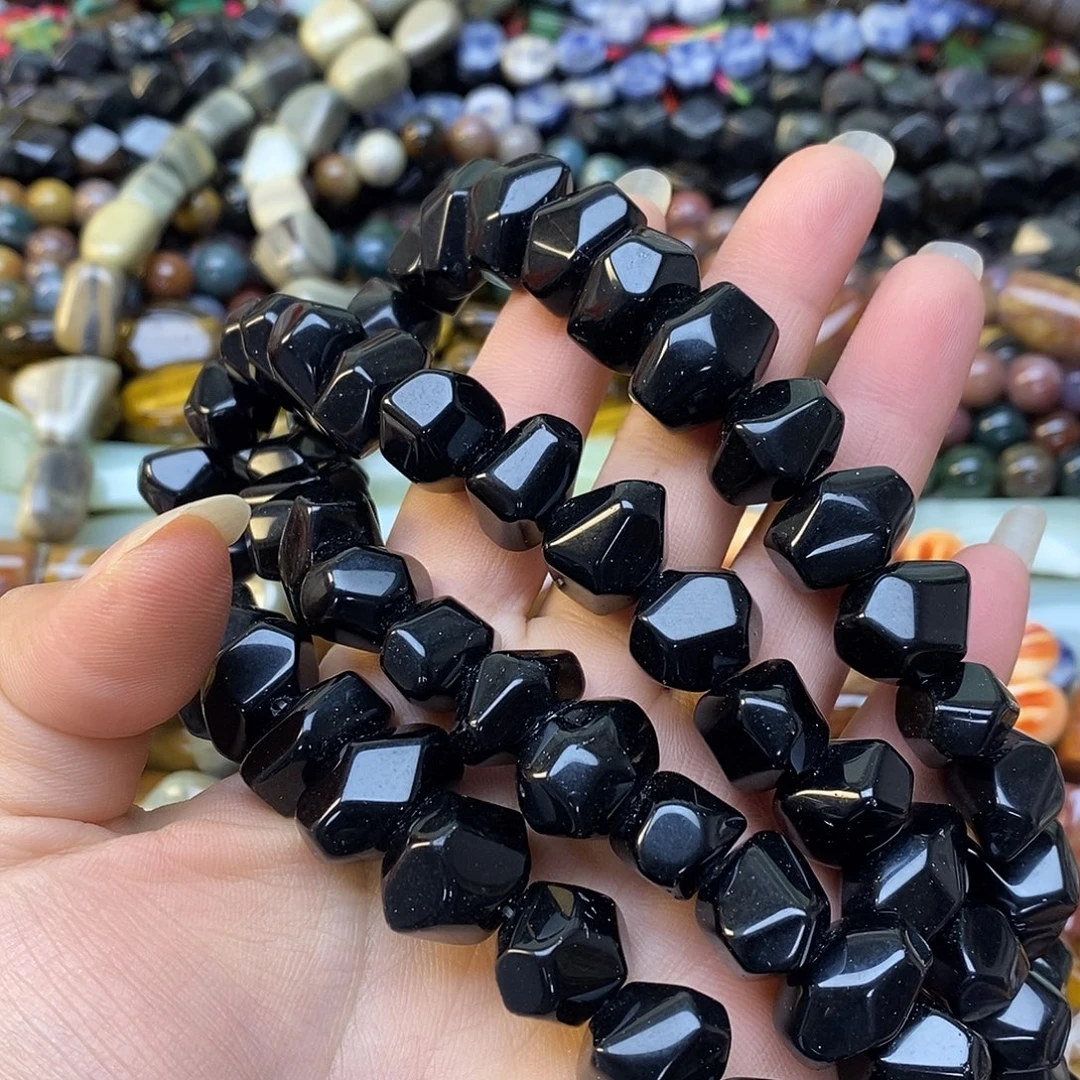 玛瑙/玉髓未镶嵌珠宝半成品黑曜一条