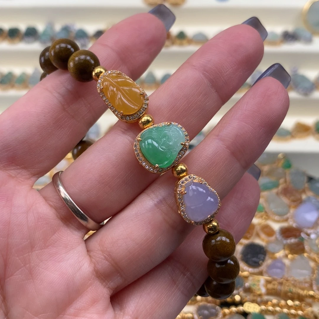 翡翠银S925镶嵌颈饰手串