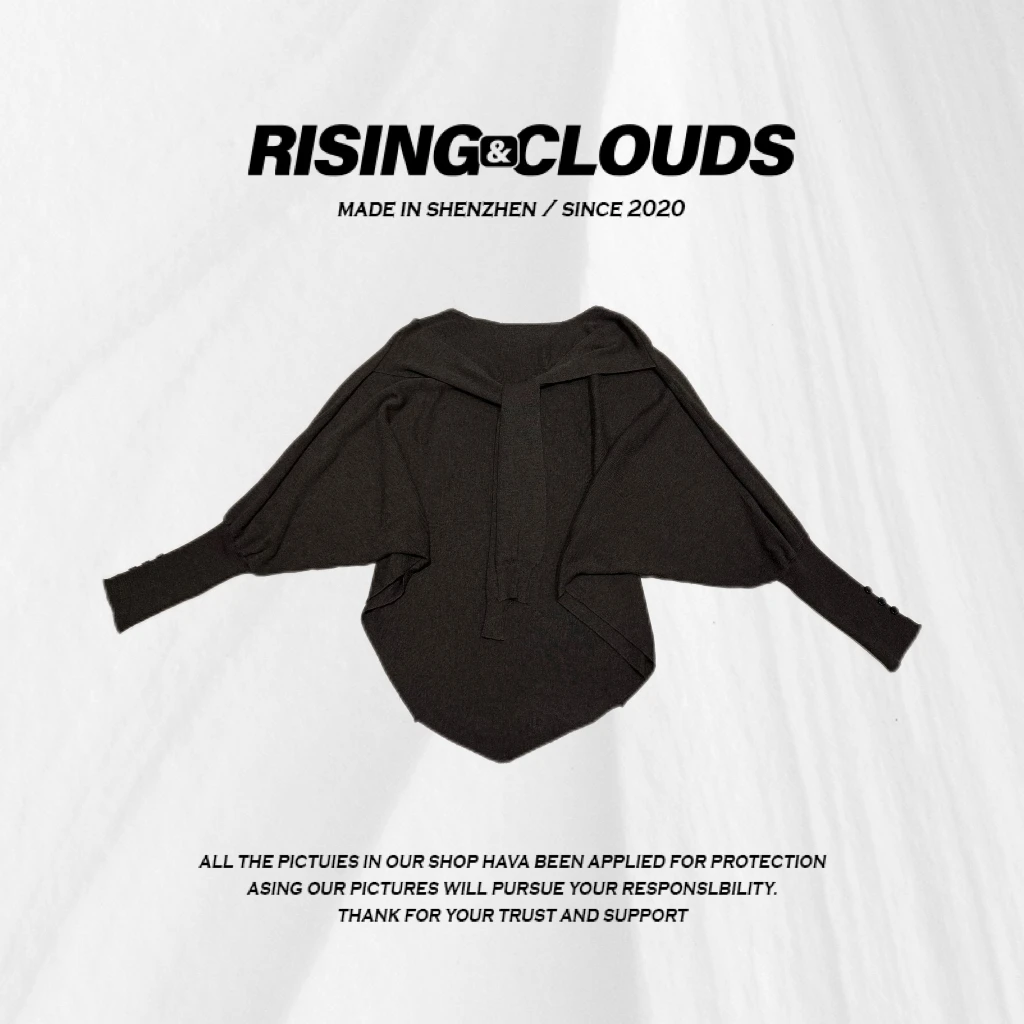 RISING&CLOUDS【小云姐】深圳南油咖色设计感披肩上衣090011