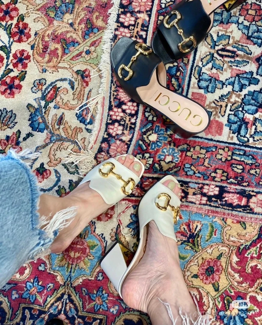 未使用 GUCCI/古驰 划标 女士黑色马衔扣高跟凉鞋 WSA10041
