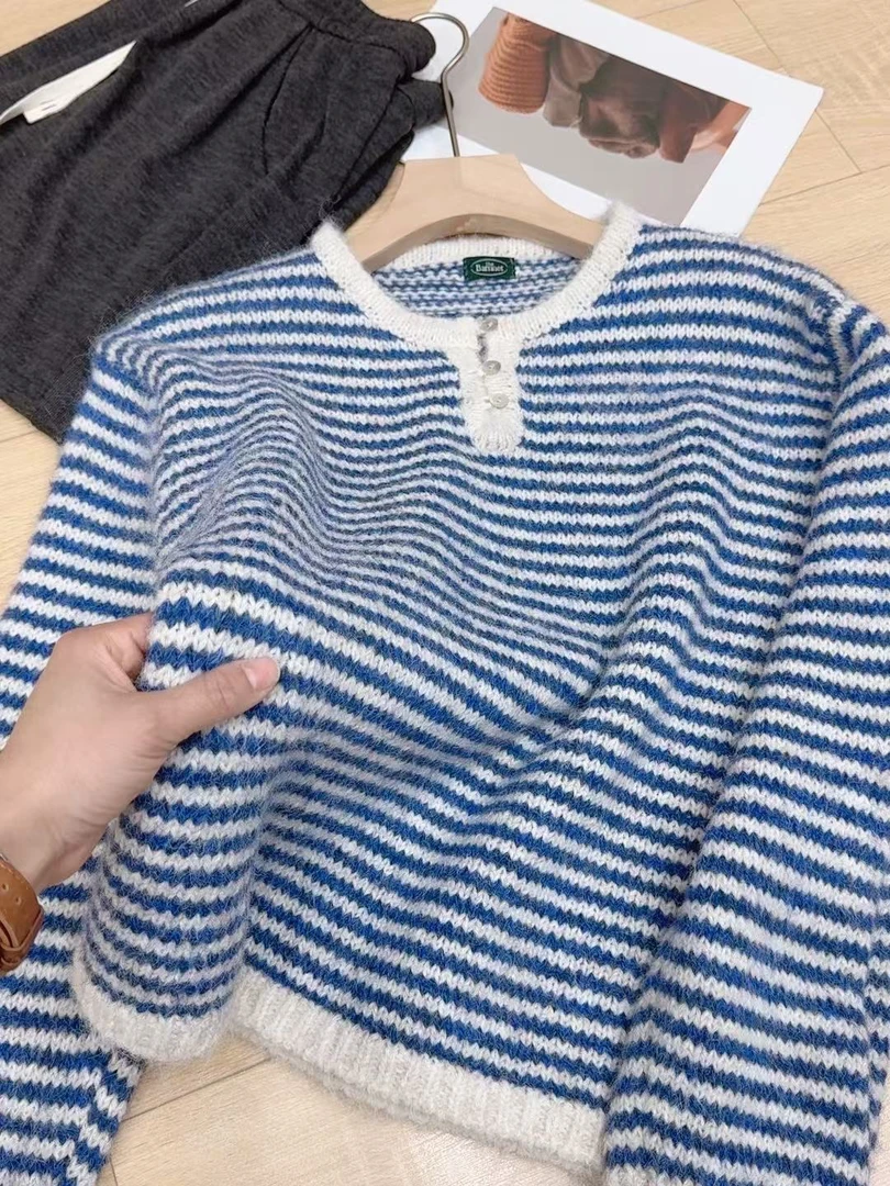B家春秋条纹长袖韩版毛衣外穿内搭女潮套头