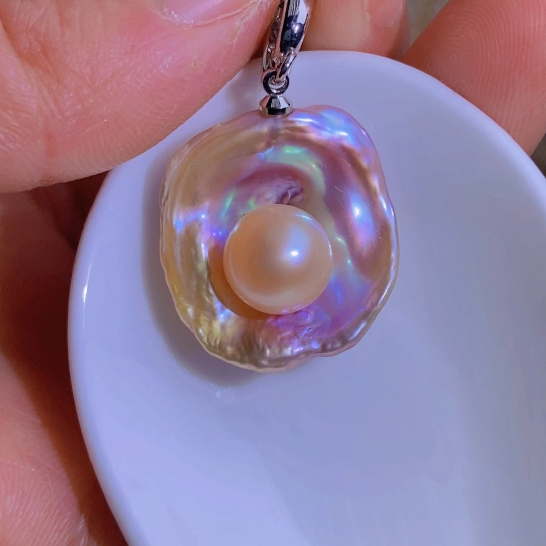 银S925镶嵌天然淡水珍珠淡水珍珠