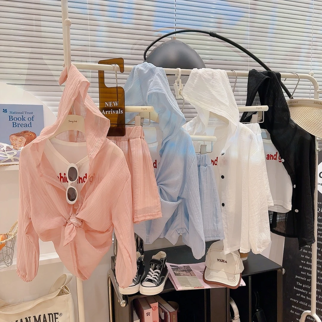 【博雷严选】【三件套】女童夏季防晒衣外套空调服套装时髦新款韩版