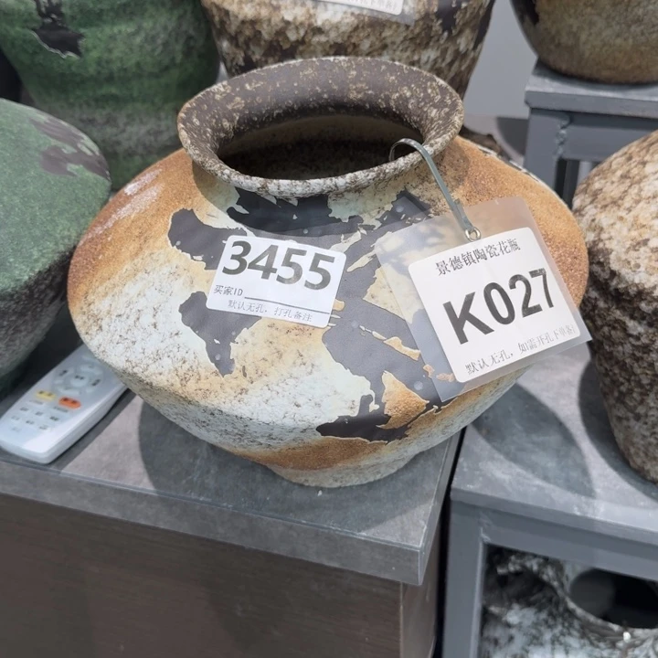 青***鑫瓷片景德镇高温花器编码3455高23口10默认无孔