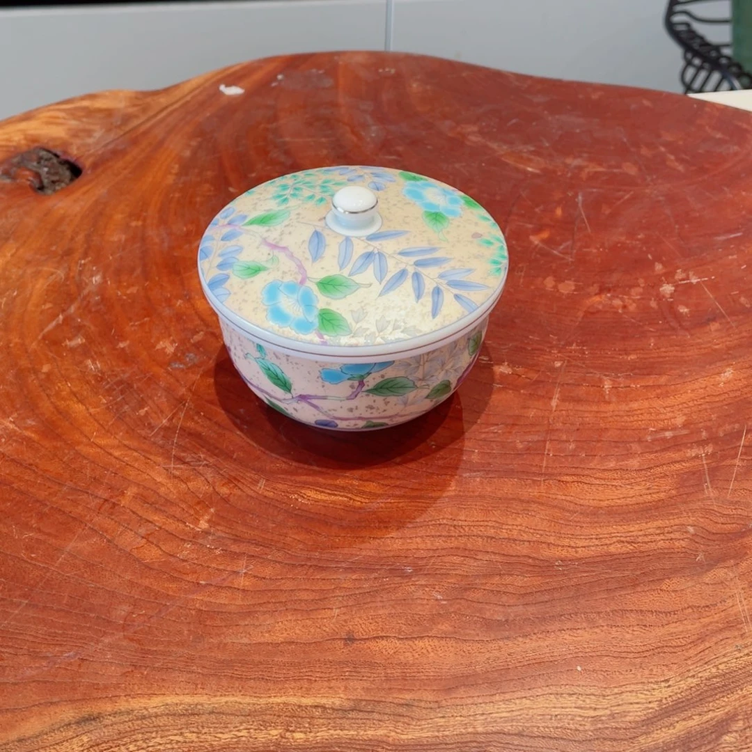 瓷片库山金彩盖杯