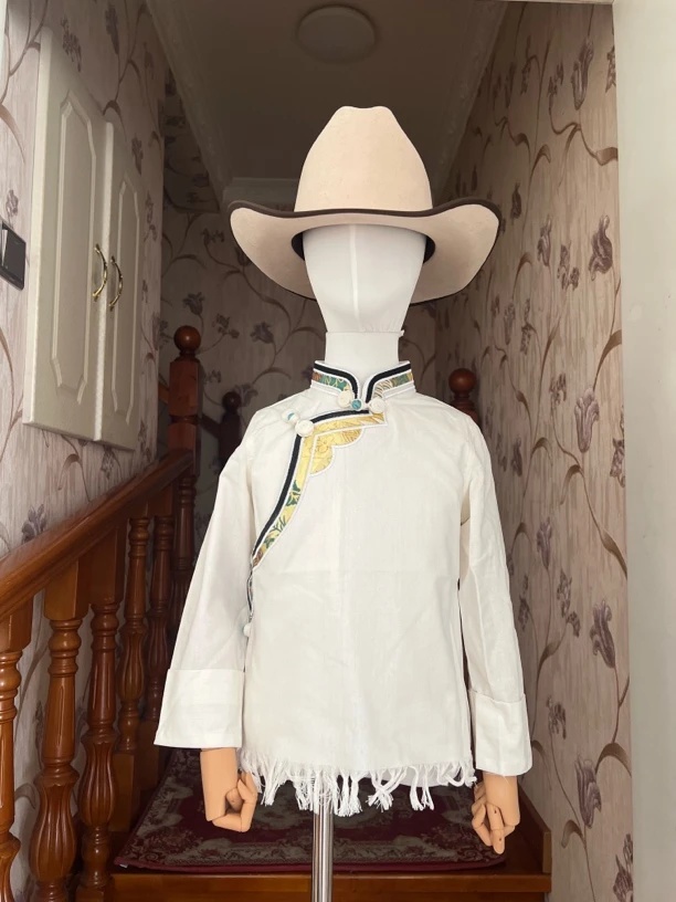 儿童男女孩子西藏流苏镶边藏式藏袍生活藏族服装衬衣上衣外搭衬衫