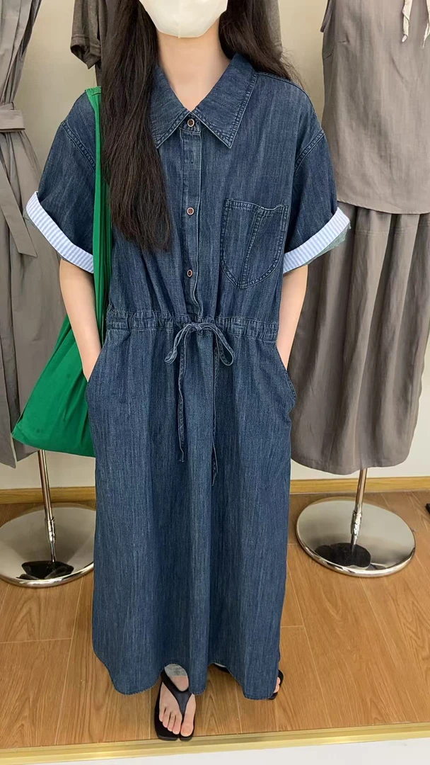 【韩系牛仔连衣裙】欧尼家新款夏季韩系牛仔连衣裙