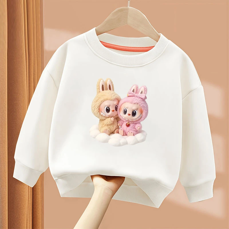 labubu拉布布周边圆领卫衣男女童秋冬宽松儿童可爱百搭潮流上衣潮