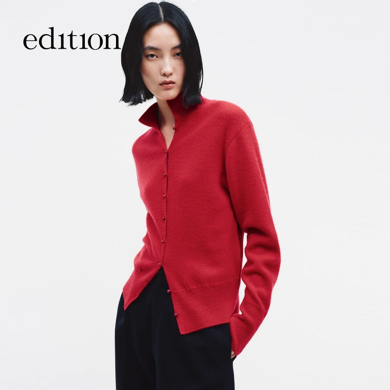 【商场同款】edition2026春季新款新中式红色毛衣外套#EBF1CAR009