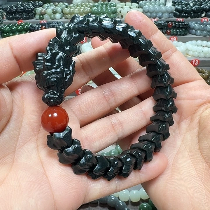 未镶嵌手链和田玉新疆黑青龙骨
