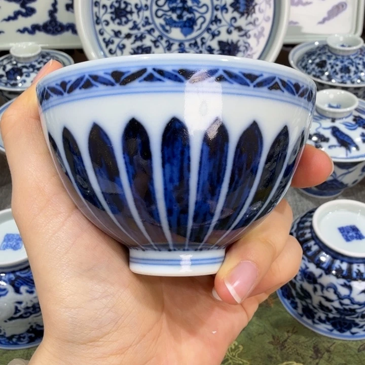 仿明永宣莲心鸡心杯