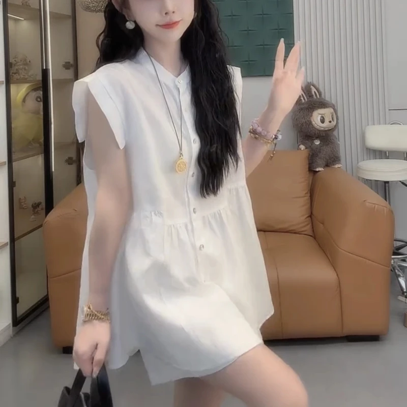 欧货爆款宽松夏季套装女时尚显瘦纯色无袖上衣遮肉百搭短裤两件套