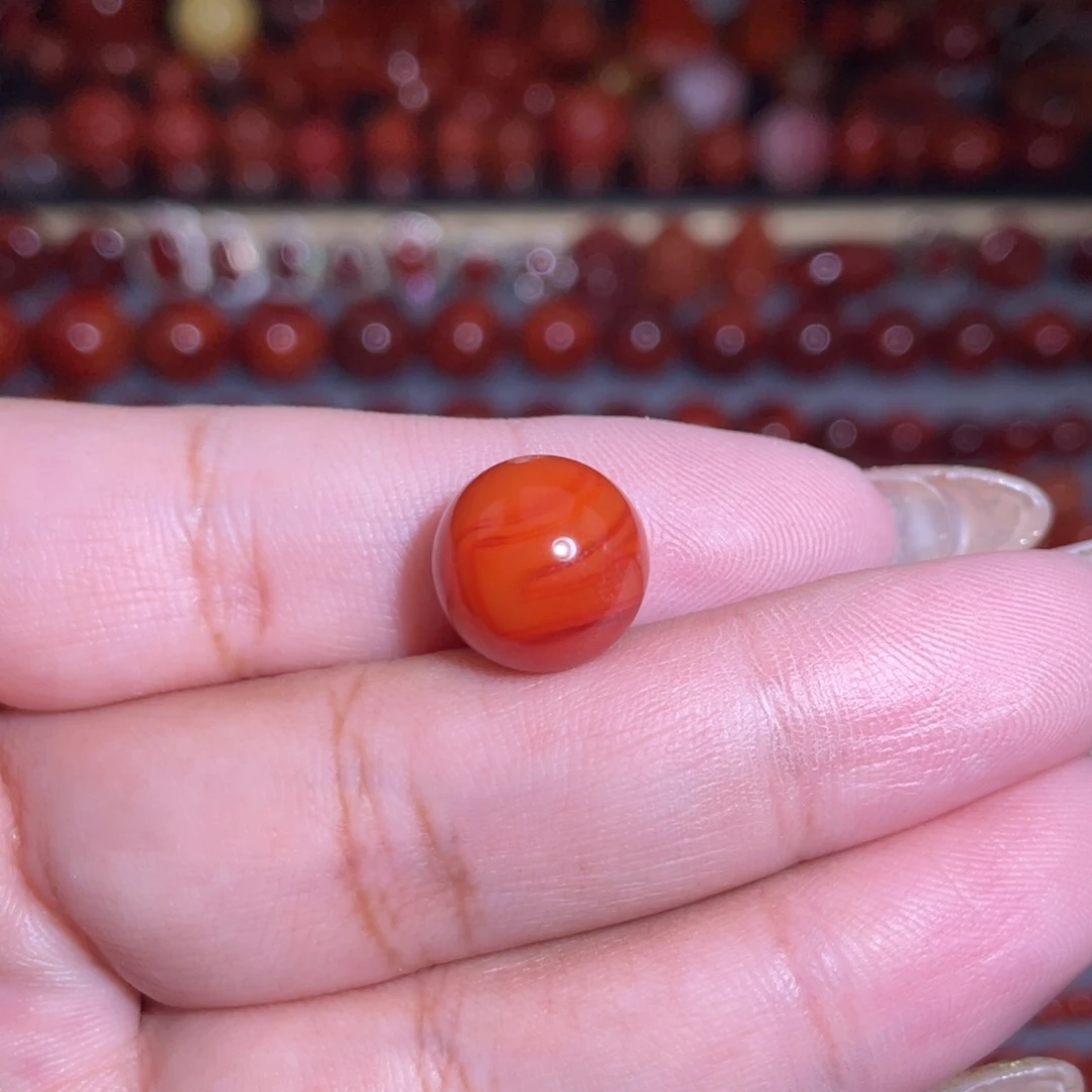 南红玛瑙未镶嵌瓦西圆珠卡12+