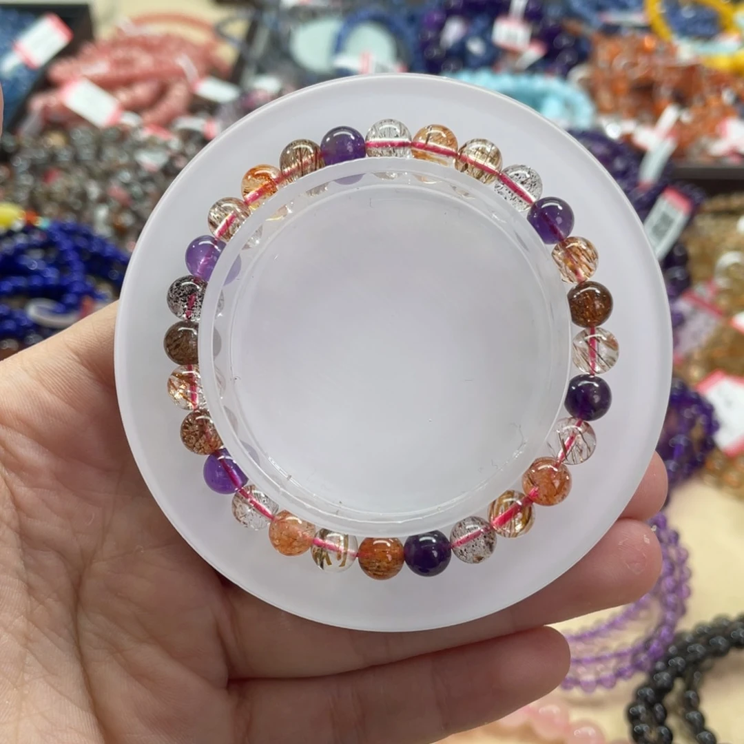 水晶手链未镶嵌黑金超七6.5mm