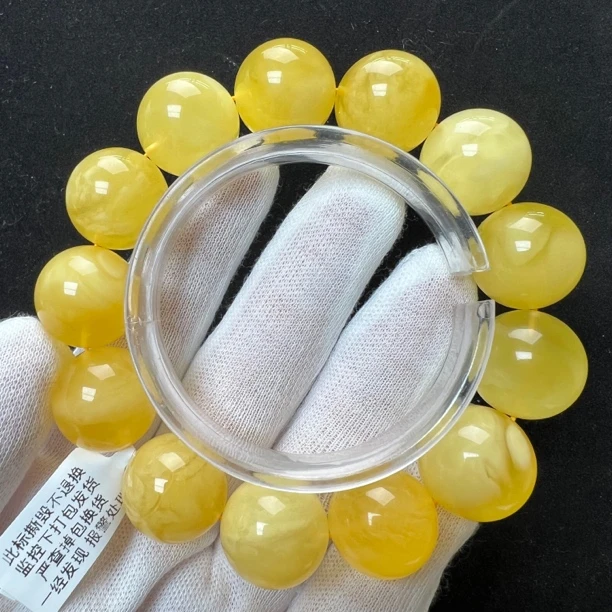 Y8024天然原矿蜜蜡 手串18+mm支持鉴定假一罚四