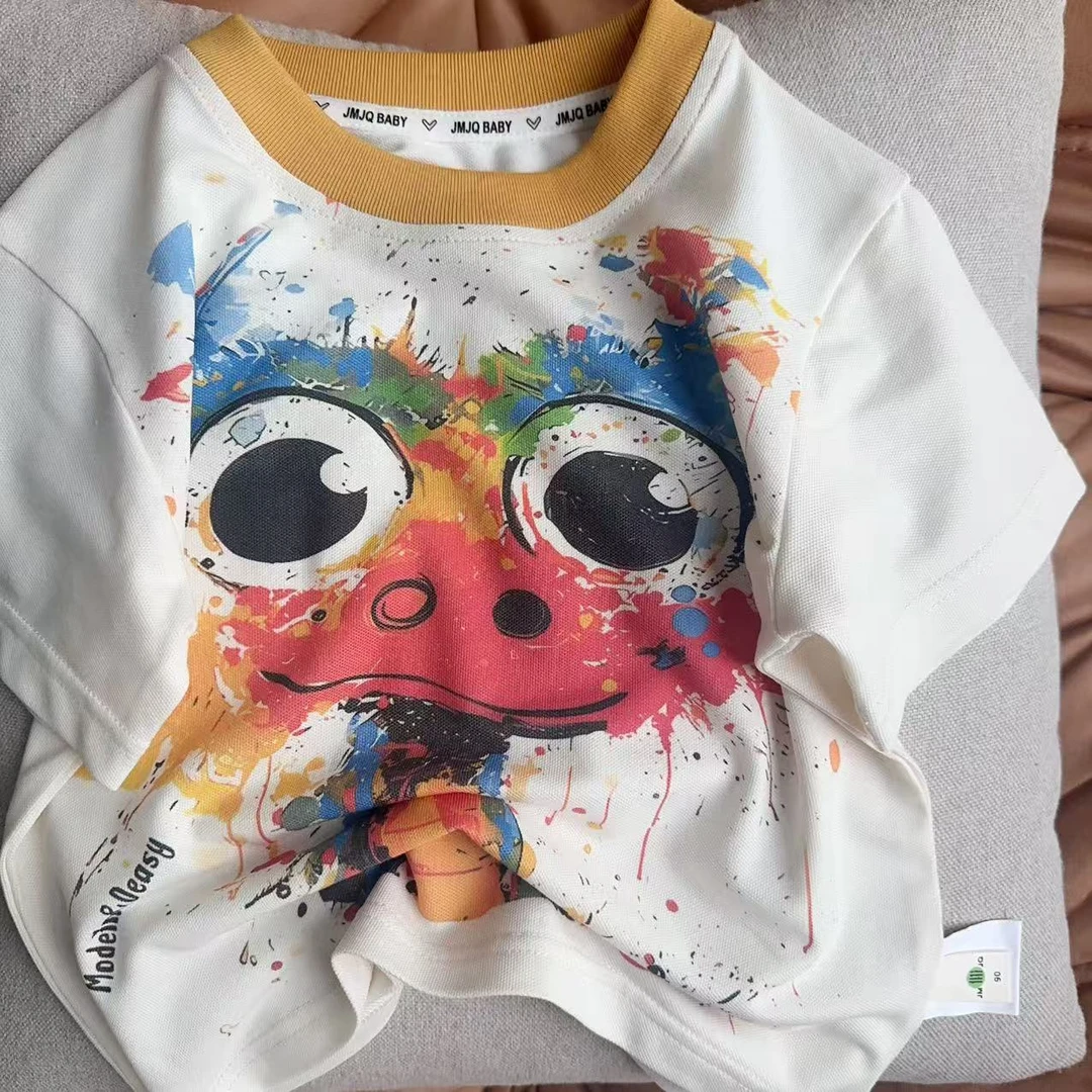 【JMJQ 25168】夏季新款中小童韩版大面积蛇宝宝印花短袖体恤