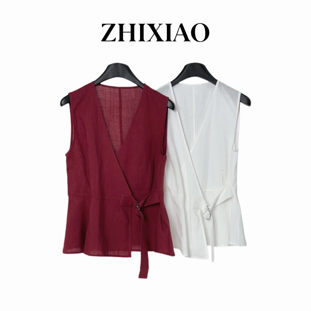 【ZHIXIAO】夏季新款：设计款麻料马甲2387