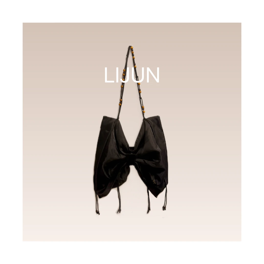 篱君【梦蝶】单肩拉链纯色异型蝴蝶包黑色小众百搭性感休闲夏季样衣