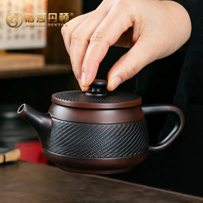 BERTHA DENTON/伯莎丹顿紫陶泡茶壶可悬停旋转汉瓦凤鸣壶大容量