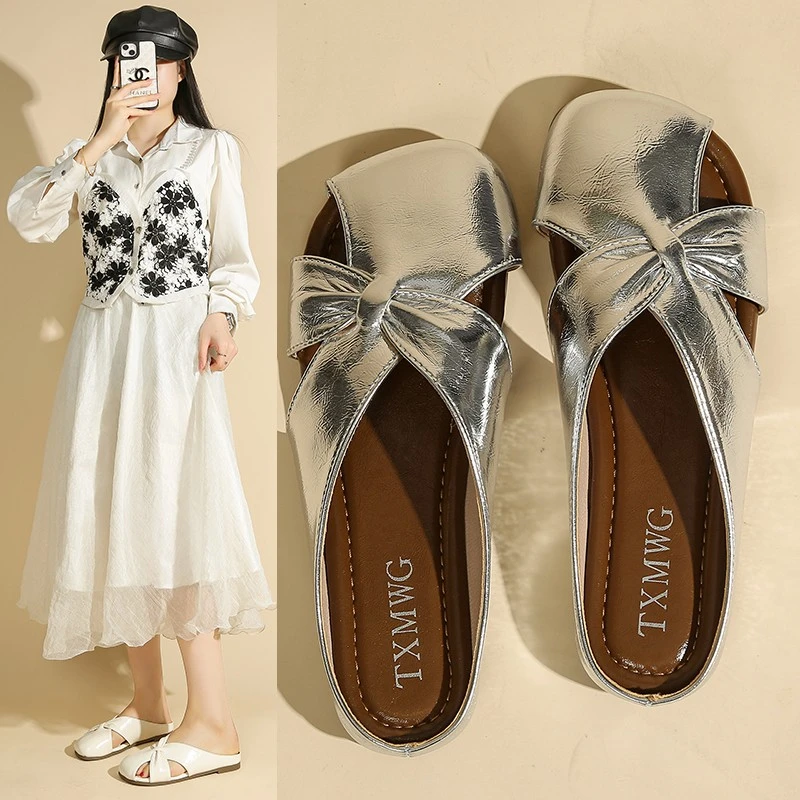 卓诗尼芙妮法式包头半拖鞋女2025夏季凉拖玛丽珍百搭平底软底凉鞋