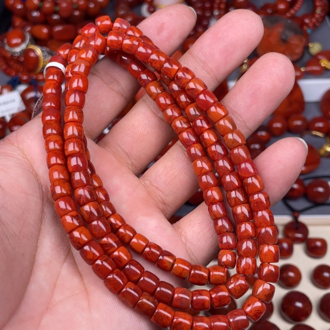 南红玛瑙未镶嵌瓦西南红直切佛珠6mm+