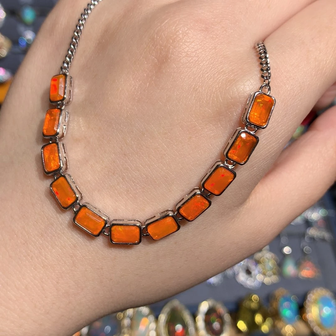 银S925镶嵌欧泊欧泊手链y