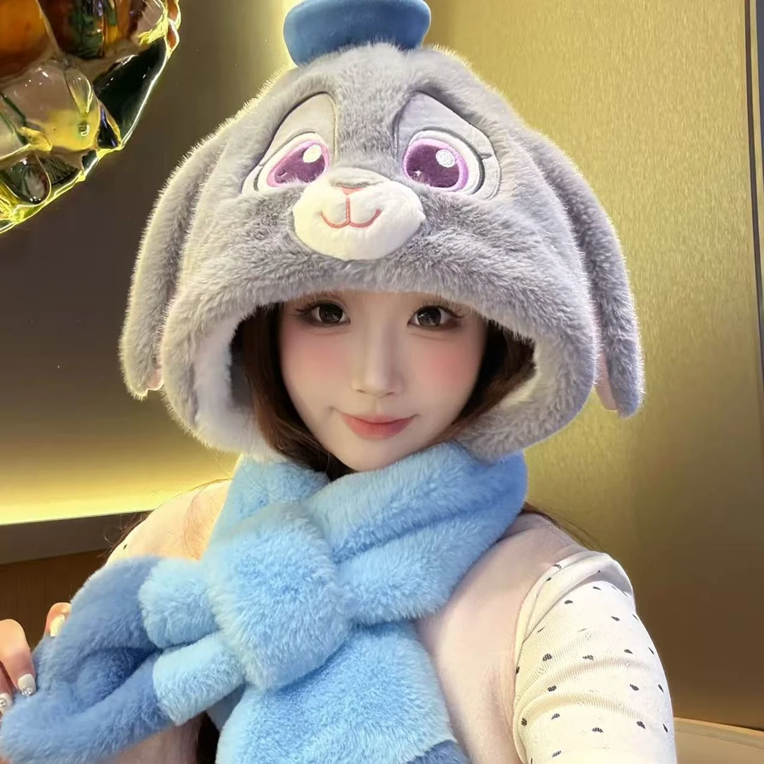 迪士尼正版联名狐狸尼克朱迪2.0版耳朵可捏秋冬加厚毛绒卡通帽子