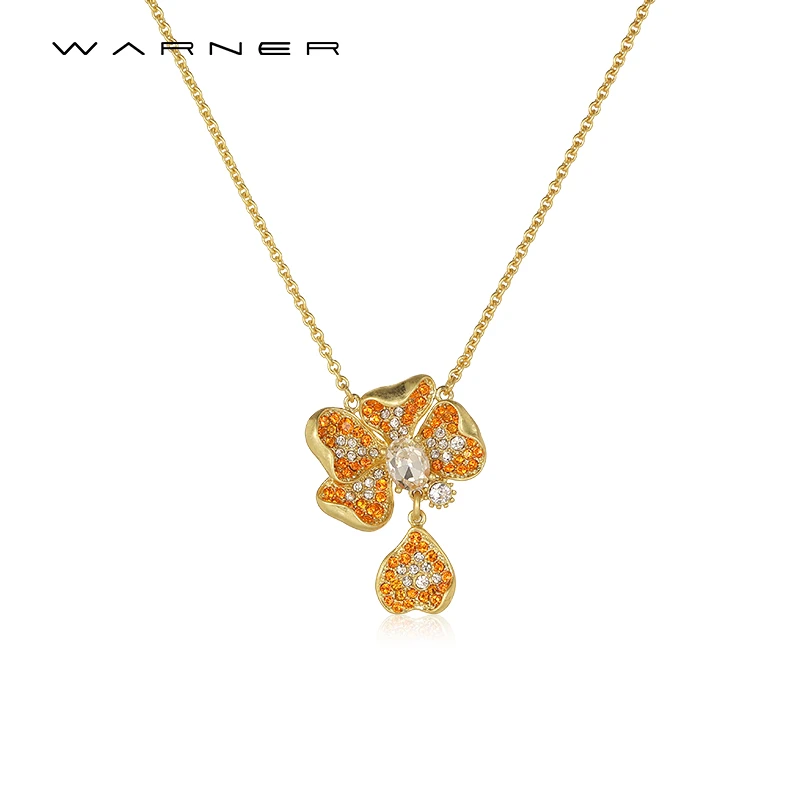 JuicyGrape 铜合金珐琅项链 铜合金中古花朵项链原创小众手绘项链