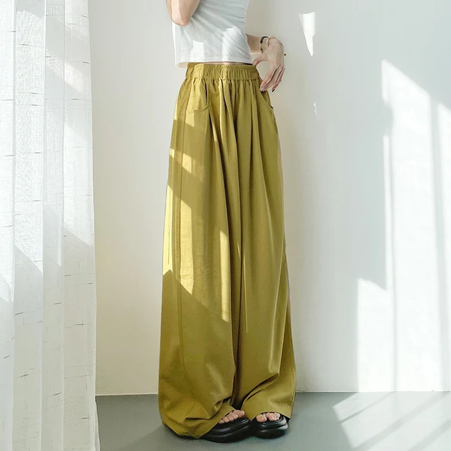 大尺码冰丝奶芙山本裤女2025夏季新款胖mm宽松显瘦遮胯藏肉阔腿裤