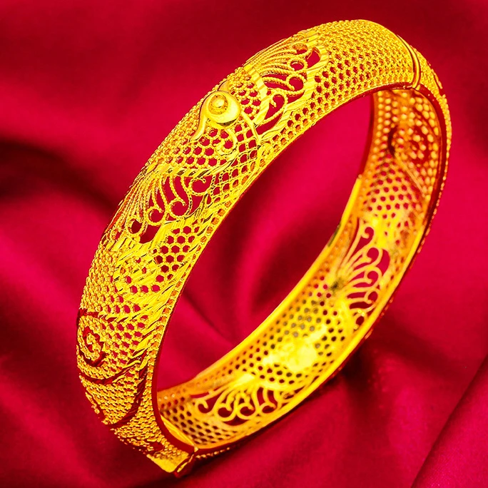 合金手镯 金色女凤凰于飞圈口可调节精美饰品女款不掉色