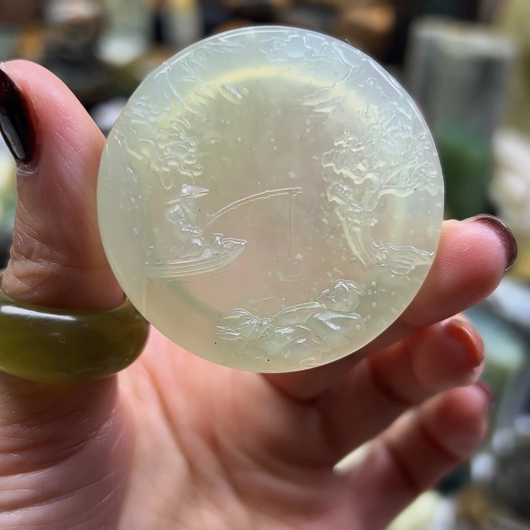 岫玉未镶嵌颈饰岫玉鱼翁牌子