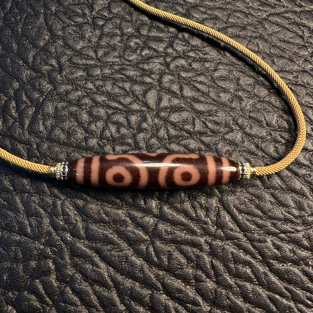 20世纪嫩色宝 盖三眼玛瑙吊 坠12mmx54.5mm/777-64