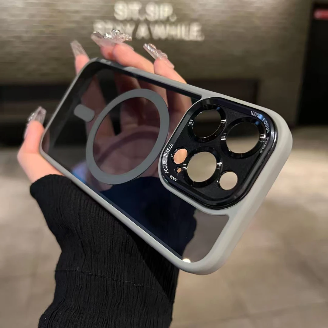 适用苹果iphone17/17/15/14/13多型号磁吸自带镜头膜防摔手机壳