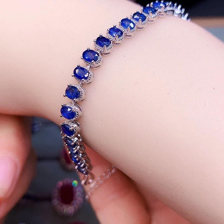 蓝宝石银S925镶嵌手链