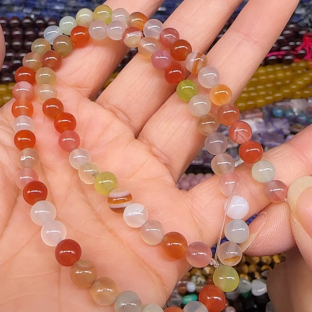 玛瑙/玉髓合金珠宝半成品盐源玛瑙6mm一条