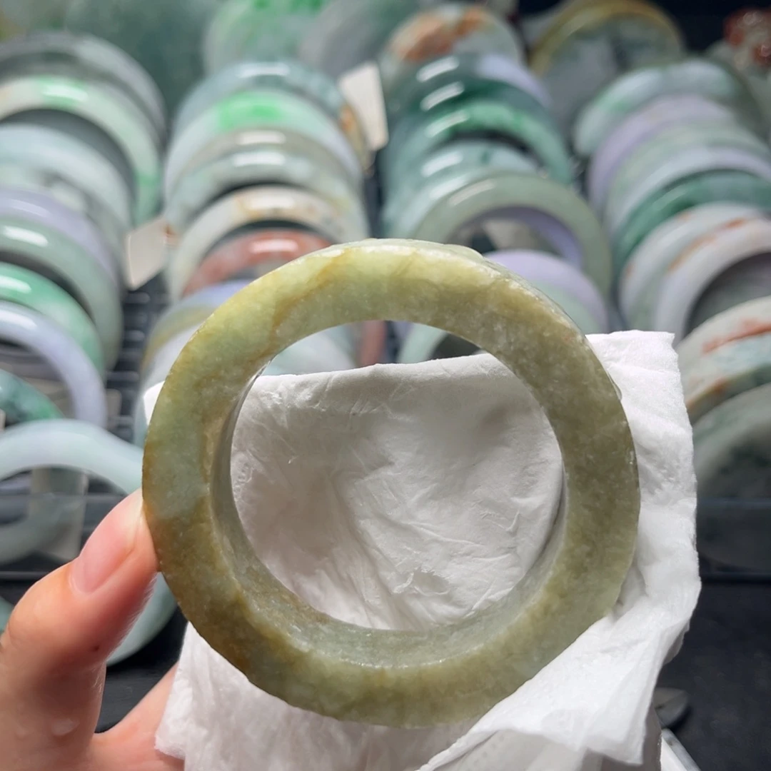定制翡翠未镶嵌手镯冰茶色54-58