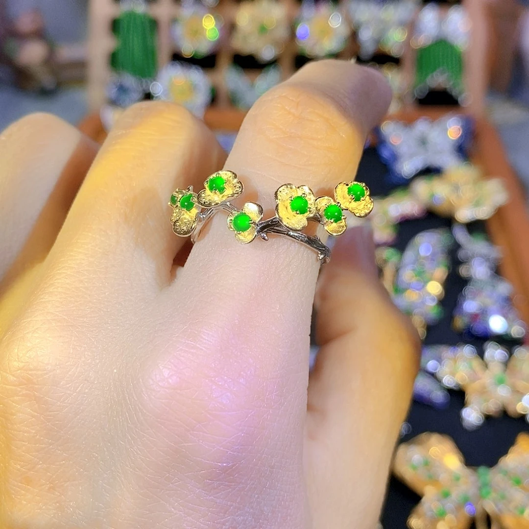 吊坠(不含链)银S925镶嵌翡翠