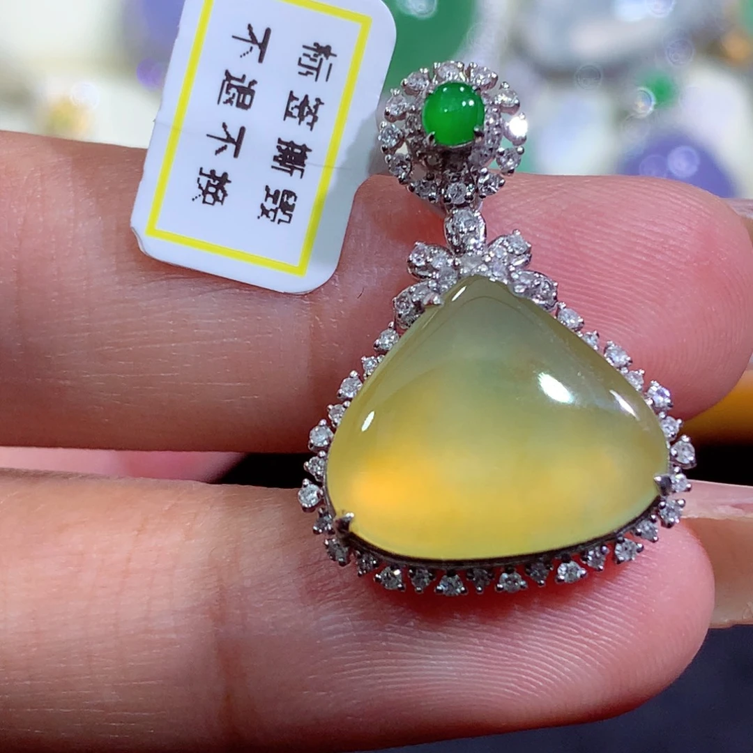 翡翠18K金镶嵌吊坠(不含链)