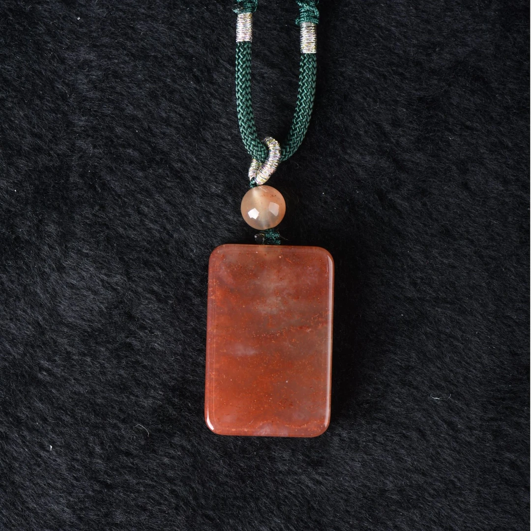 纯天然原矿南红无事牌吊坠无注胶无烤色P5-35*23多样性发货