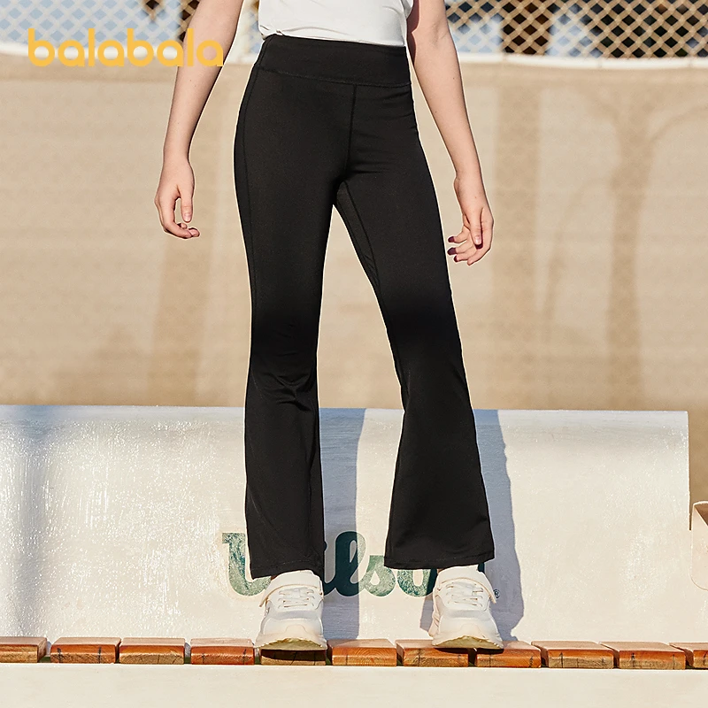 巴拉巴拉儿童瑜伽裤女童裤子2025夏装新款薄款大童喇叭裤速干运动