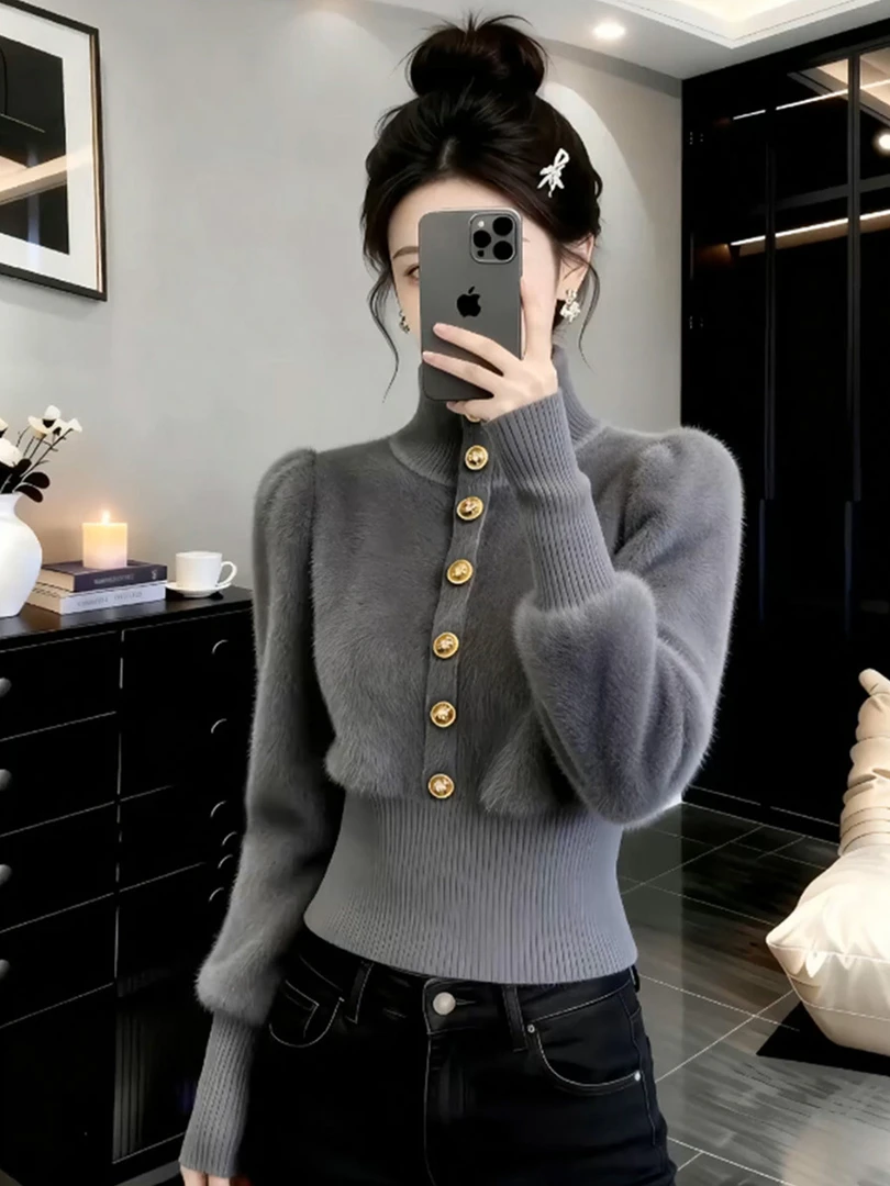 【现货】圣诞新年毛衣女冬季时髦名媛高级感气质收腰小香风针织上衣