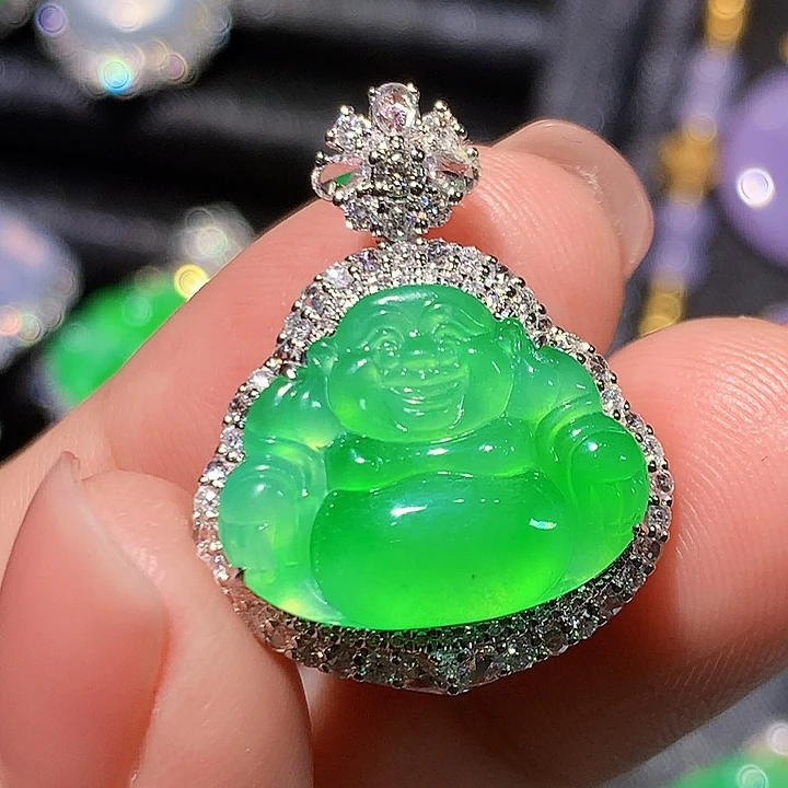 翡翠18K金镶嵌吊坠(不含链)