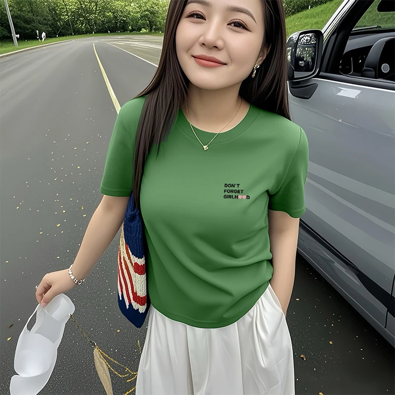 夏季新款短袖T恤女洋气休闲体恤打底衫潮流百搭胖MM宽松气质上衣