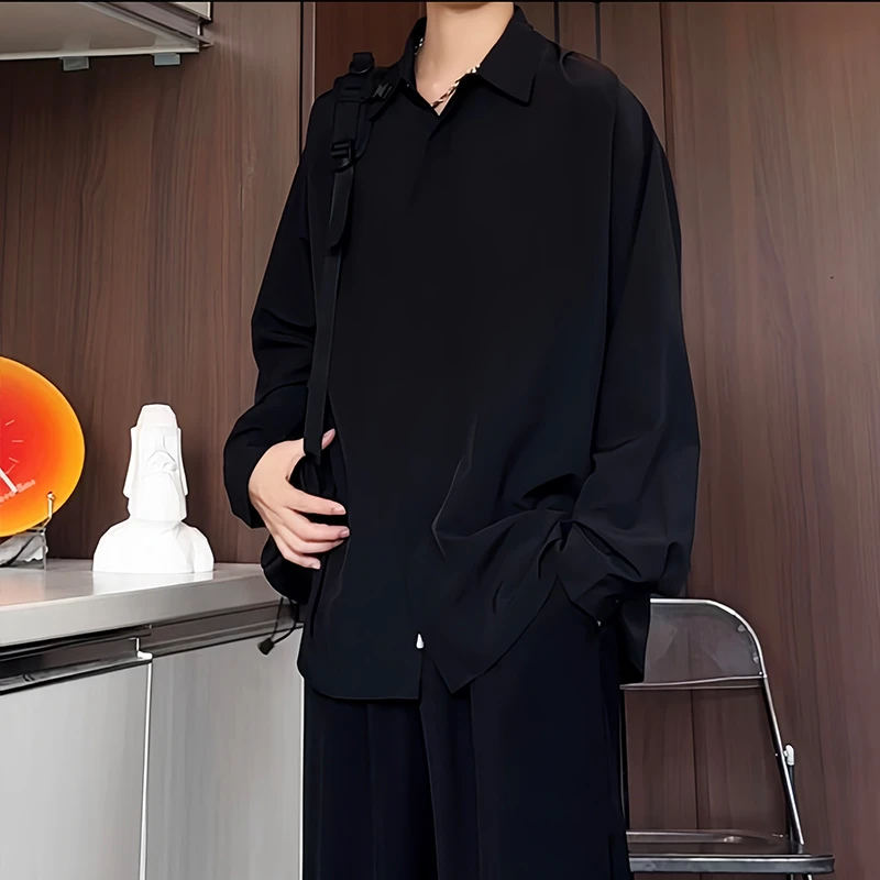 冰丝长袖衬衫男夏季薄款禁欲系男装衬衣型男穿搭外套痞帅高级感潮