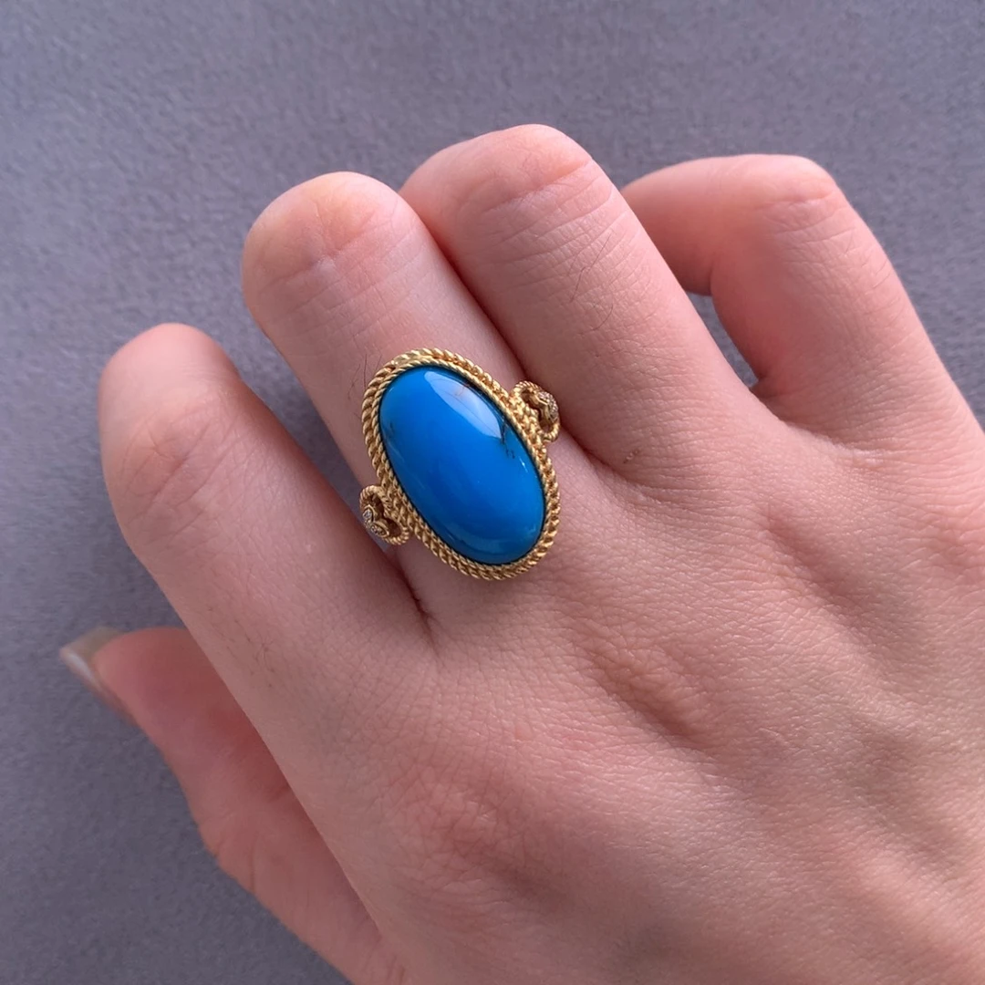 18K金镶嵌绿松石美松戒指